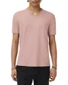 John Varvatos Miles Slub V Neck Tee In Pink
