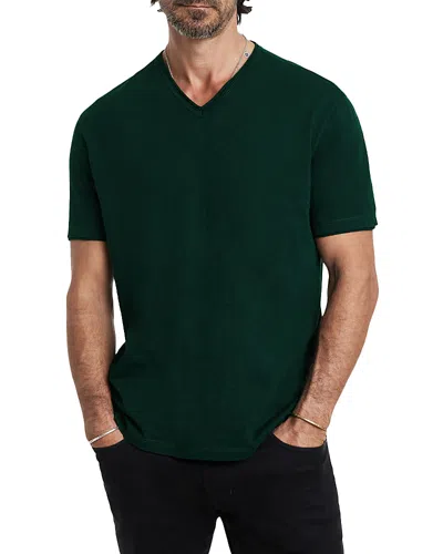 John Varvatos Miles Slub V Neck Tee In Seaweed