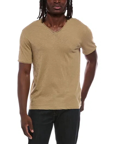 John Varvatos Miles Slub V-neck Shirt In Brown