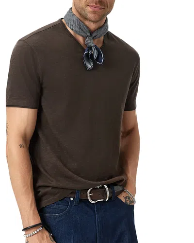 John Varvatos Miles V Neck Slub Tee In Gray