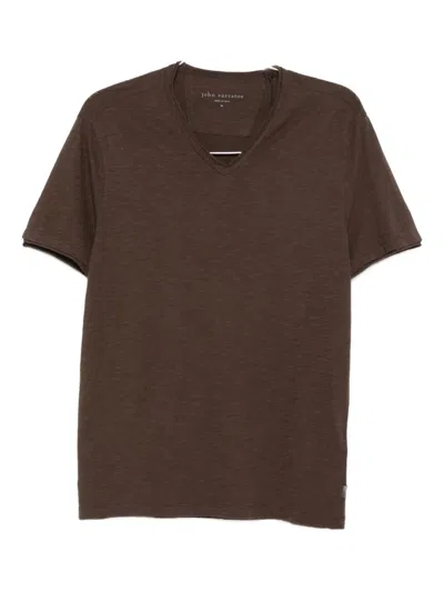 John Varvatos Miles V-neck T-shirt In Brown