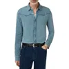 John Varvatos Miner Jacquard Snap-up Western Shirt In Blue