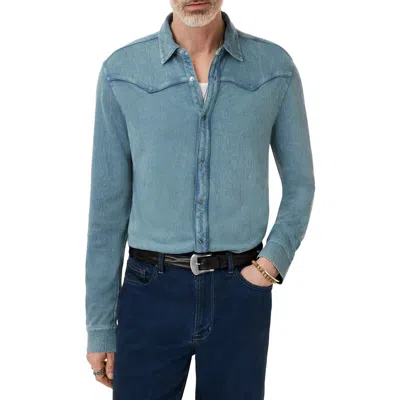 John Varvatos Miner Jacquard Snap-up Western Shirt In Blue