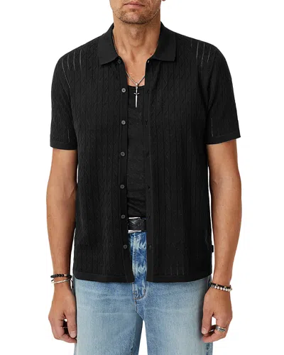 John Varvatos Moore Short Sleeve Regular Fit Textured Jumper In Black