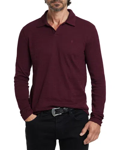 John Varvatos Morris Texture Polo Shirt In Burgundy