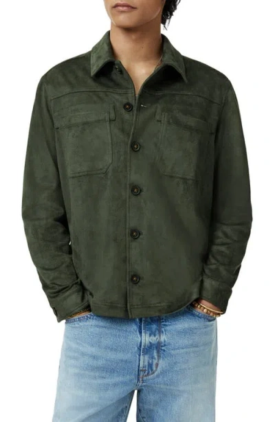 John Varvatos Mota Regular Fit Faux Suede Shirt Jacket In Gray