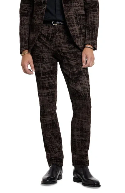 John Varvatos Motor City Faux Burnout Stretch Cotton Pants In Old Bark