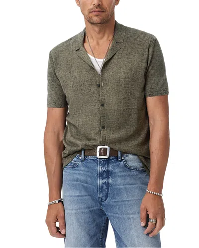 John Varvatos Nayeem Etching Print Organic Cotton Camp Shirt In Gray