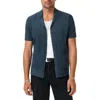 John Varvatos Nayeem Etching Print Organic Cotton Camp Shirt In Blue