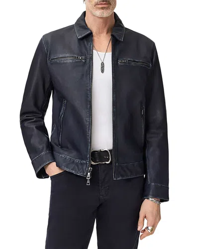 John Varvatos Nicholas Burnished Sheepskin Leather Jacket In Black