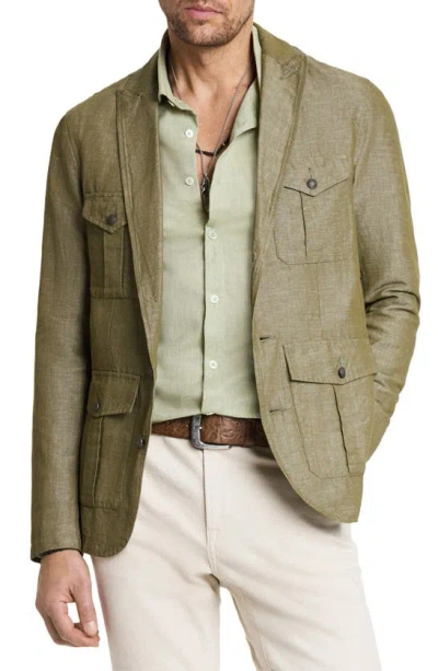 John Varvatos Olaf Cotton & Linen Officer's Jacket In Olive