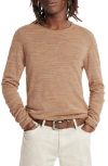 John Varvatos Omar Space Dye Linen Blend Crewneck Sweater In Camel