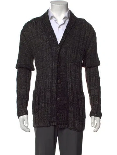 Pre-owned John Varvatos Open Front Long Sleeve Cardigan In Black