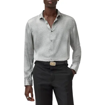 John Varvatos Orchard Silk Button-up Shirt In Gray
