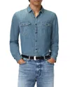 John Varvatos Otto Denim Snap Front Shirt In Blue