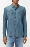 John Varvatos Otto Denim Snap-up Western Shirt In Blue