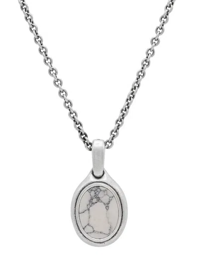 John Varvatos Oval Howlite Pendant Necklace In Silver