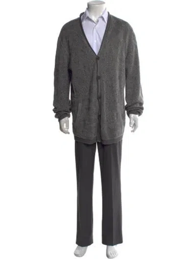 Pre-owned John Varvatos Patterned V-neck Cardigan In Grey
