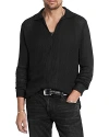 John Varvatos Paul Mesh Regular Fit Popover Shirt In Black
