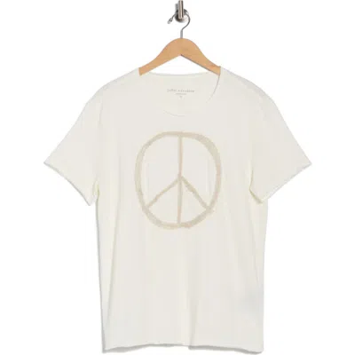 John Varvatos Peace Sign Raw Edge Cotton Graphic T-shirt In White