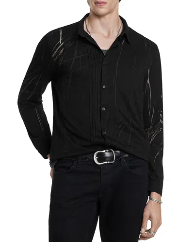 John Varvatos Phoenix Pleat Front Button-up Shirt In Black