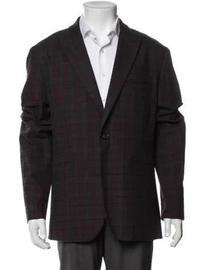 Pre-owned John Varvatos Plaid Print Blazer In Green