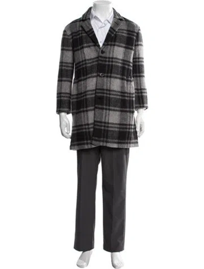 Pre-owned John Varvatos Plaid Print Jacket In Grey