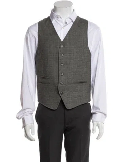Pre-owned John Varvatos Plaid Print Suit Vest In Blue