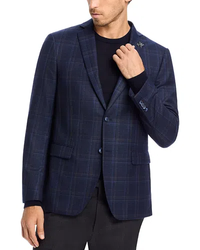 John Varvatos Plaid Slim Fit Sport Coat In Navy/ Brown