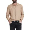 John Varvatos Pleated Placket Wool Button-up Shirt In Turmeric