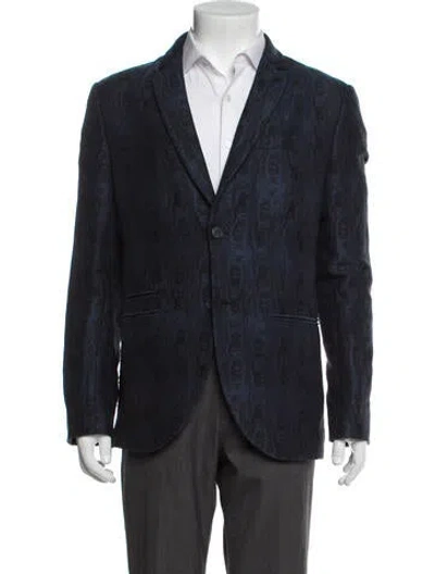 Pre-owned John Varvatos Printed Blazer In Blue