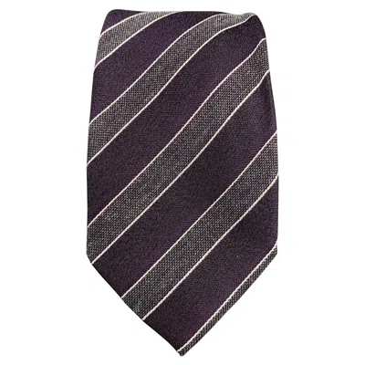 Pre-owned John Varvatos Purple Silver Silk Tie