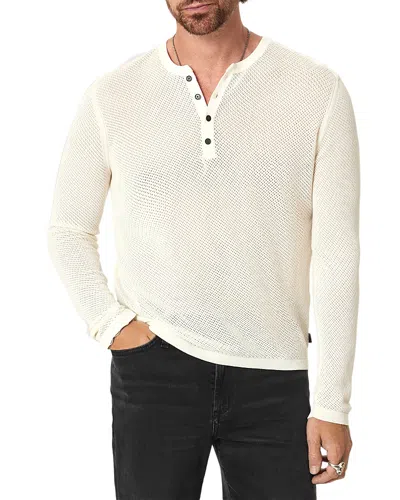 John Varvatos Quinn Cotton Mesh Stitch Henley Shirt In Neutral