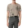 John Varvatos Raw Edge Double Layer Doodle Print T-shirt In Haze Grey