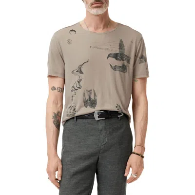 John Varvatos Raw Edge Double Layer Doodle Print T-shirt In Haze Grey
