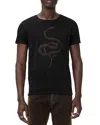 John Varvatos Raw Edge Fine Line Embroidered Tee In Black