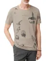 John Varvatos Raw Edge Double Layer Doodle Print T-shirt In Haze Gray