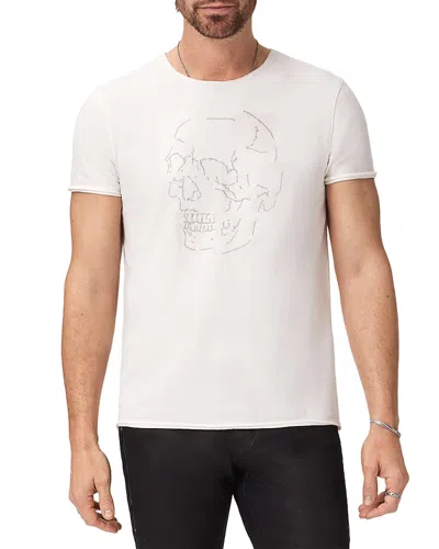 John Varvatos Skull Tiles Raw Edge Graphic T-shirt In White