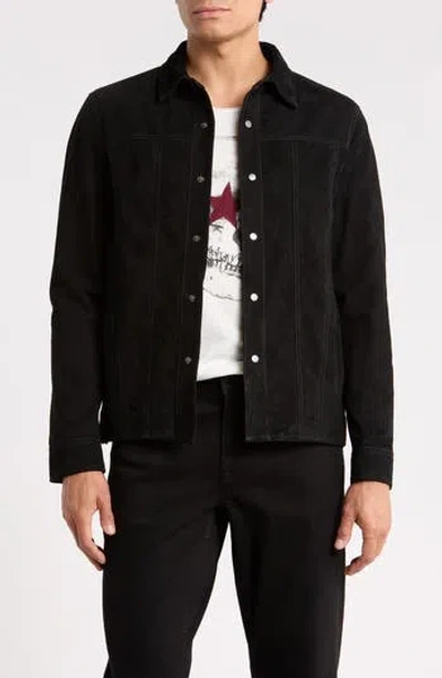 John Varvatos Rawson Suede Shirt Jacket In Black