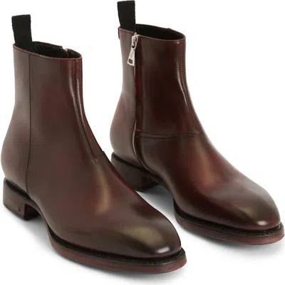 John Varvatos Regent Zip Ankle Boot In Wine