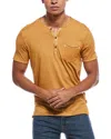 John Varvatos Rex Sublime Wash Organic Cotton Short Sleeve Henley In Orange