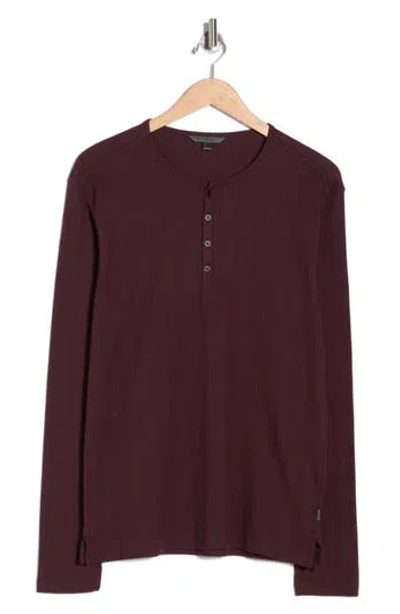 John Varvatos Richard Long Sleeve Waffle Henley In Burgundy