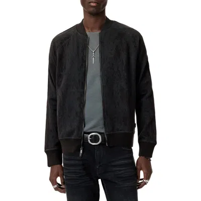John Varvatos Riggins Python Jaquard Cotton Stretch Blend Bomber Jacket In Black