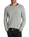 John Varvatos Riley Textured Crewneck Sweater In Smoked Pea