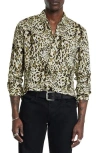 John Varvatos Rodney Leopard Print Button-up Shirt In Brown