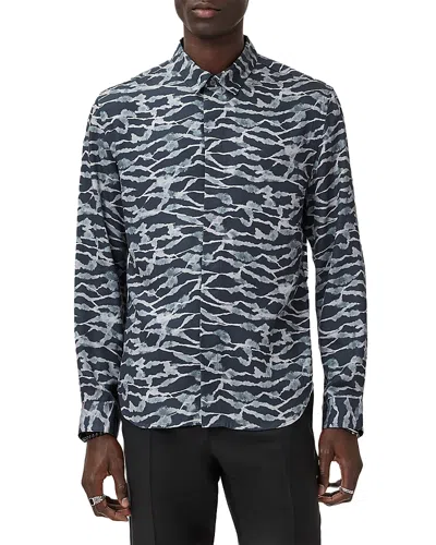 John Varvatos Rodney Printed Button Front Shirt In Blue