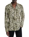 John Varvatos Rodney Leopard Print Button-up Shirt In Ginger
