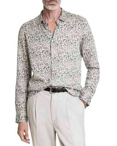 John Varvatos Ross Regular Fit Print Shirt In Grey Mist