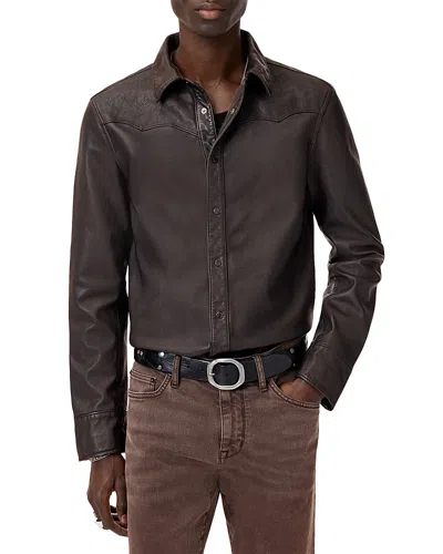 John Varvatos Samuel Regular Fit Western Leather Shirt