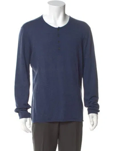 Pre-owned John Varvatos Scoop Neck Long Sleeve Pullover In Blue